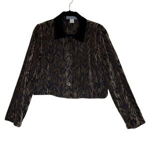 Vintage Carol Anderson California Brown and Black Velvet Cropped Jacket Size 8